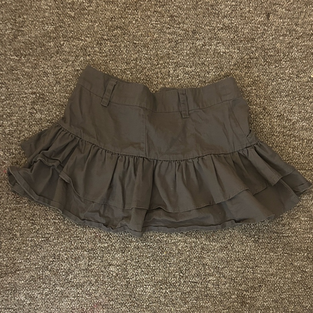 Elegant dark grey Ruffled Mini Skirt